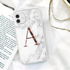 White A-Z Marble Texture Phone Cover For Iphone 12 Mini Soft Silicone Back Case Solid Name Phone Case Luxury Screen Camera Protection Shockproof Soft Cover Stevvex