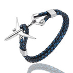 Modern Stainless Steel Airplane Anchor Luxury Bracelets For Men And Women Genuine Multi-Layer Leather Elegant Bracelet Freestyle Home Jewelry - SJB-DIAMOND ELITES