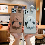 3D Cute Cartoon Dog Mirror Stand Phone Case For Iphone 13 Pro Max 12 11 Xr X Xs Max 5 6 7plus 8 Plus With Lanyard Cover Soft Durable Silicone Drop Protection Cover For Iphone Stevvex