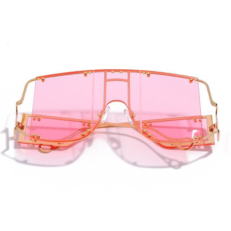 Luxury Modern NEW Fashion Square  Oversized and Big Frame Woman and Ladies SunglasseBrand Metal Rivet Trend Unique Female Eyewear Wth UV 400 Protection - SJB-DIAMOND ELITES