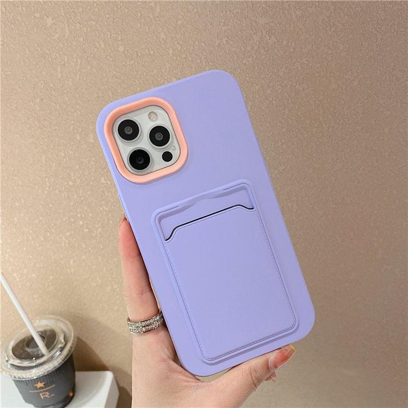 Modern Card Candy Color Phone Case For iPhone 12 11 13 Pro Max 12 13 Pro 11 Shockproof Bumper Soft Back Cover Colorful Silicone Phone Cover Stevvex
