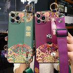 Ultra Luxury Case Cute Flower Design with Ring Kickstand Soft Crossbody Phone Cover for iPhone 13 14 Pro Max Case Fashion Crossbody Shoulder Strap Flower Leaf Phone Holder Cover for iPhone 12 11 X XR XS 7 8 Plus Stevvex