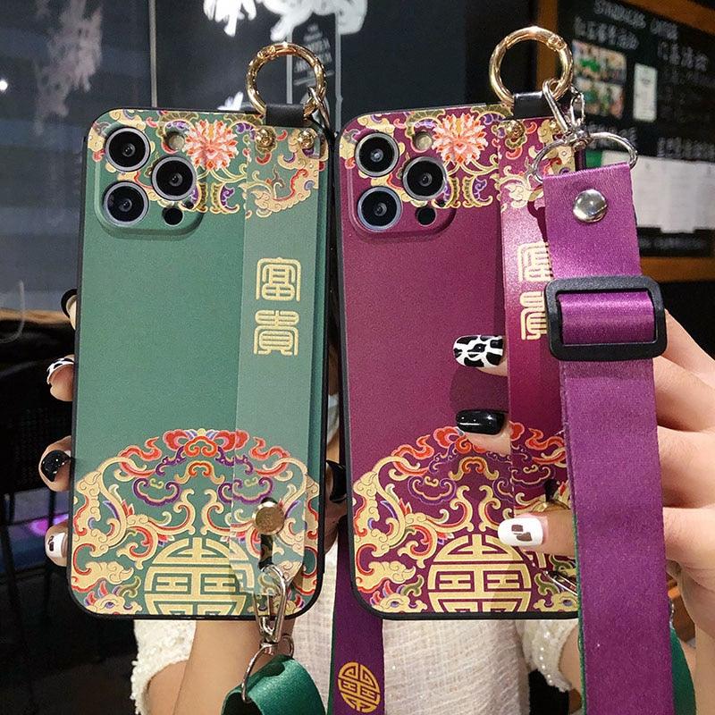 Ultra Luxury Case Cute Flower Design with Ring Kickstand Soft Crossbody Phone Cover for iPhone 13 14 Pro Max Case Fashion Crossbody Shoulder Strap Flower Leaf Phone Holder Cover for iPhone 12 11 X XR XS 7 8 Plus Stevvex