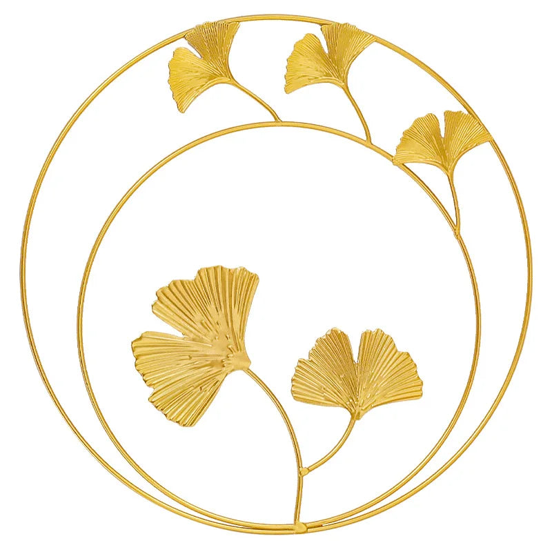 Ginkgo Leaf Metal Wall Decor Pendants Wrought Iron Wall Hanging Ornament Retro Nordic Room Decor Home Decoration Accessories Pi-Mart
