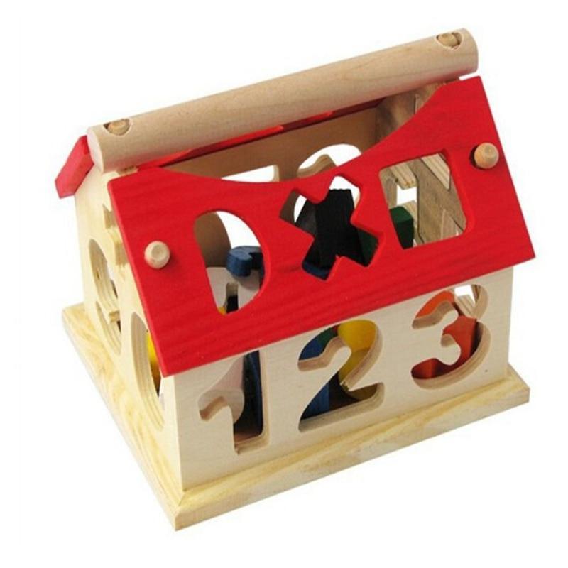 Children's Colour Wooden House With Shape Children Early Educational Model Assembling Blocks Develop Intelligence Game Toy - SJB-DIAMOND ELITES