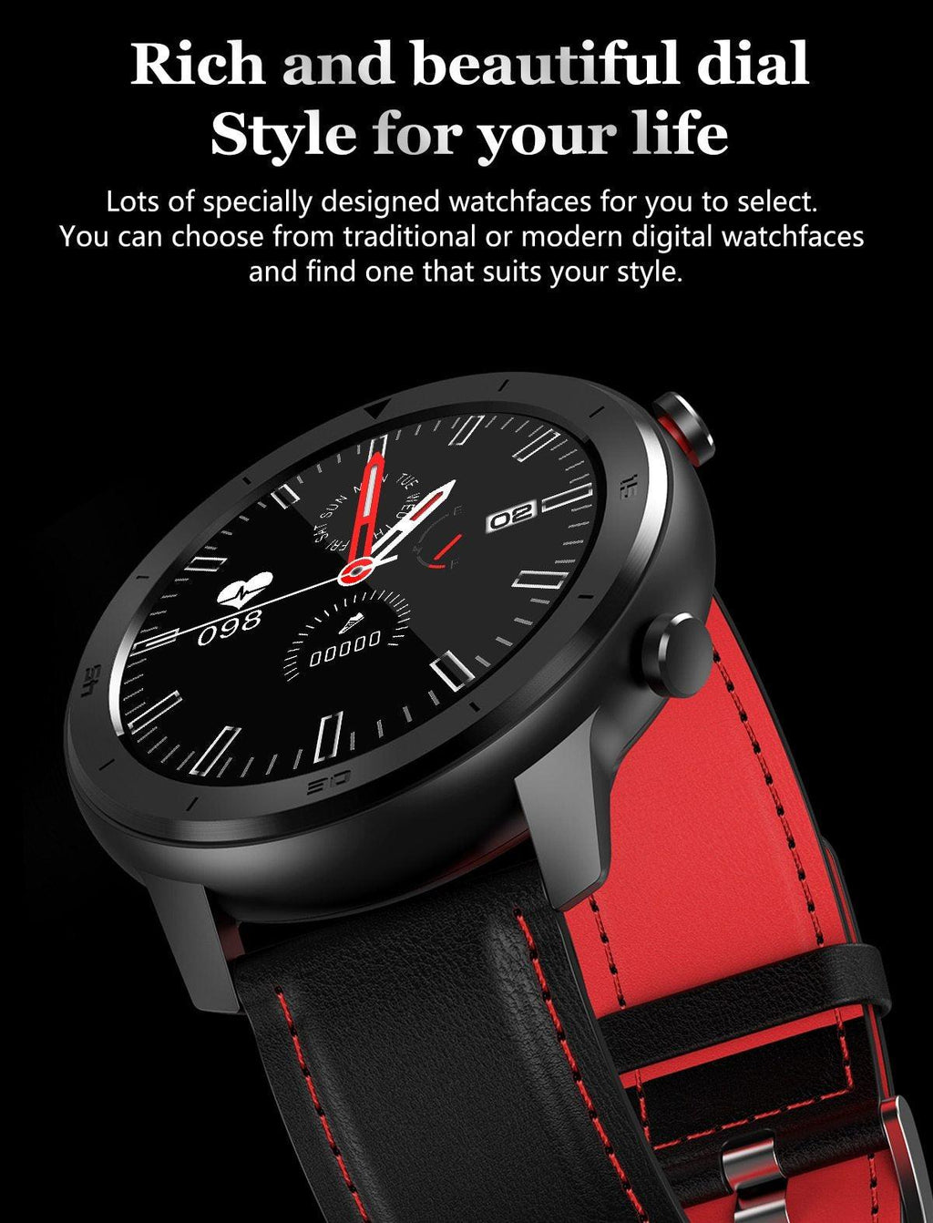 Modern Full Round Touch Display Smart Watch for Men In Business Luxury Style With IP68 Waterproof Protection and Heart Rate Blood Pressure Monitor 5 Days Standby Smartwatch - SJB-DIAMOND ELITES