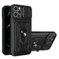 Shockproof Case for iPhone 13 12 11 Pro Max With Card Slot Ring Stand Camera Protection Phone Cover for iPhone XR XS Max Removable Card Holder Ring Holder Shockproof Protection Cover Stevvex