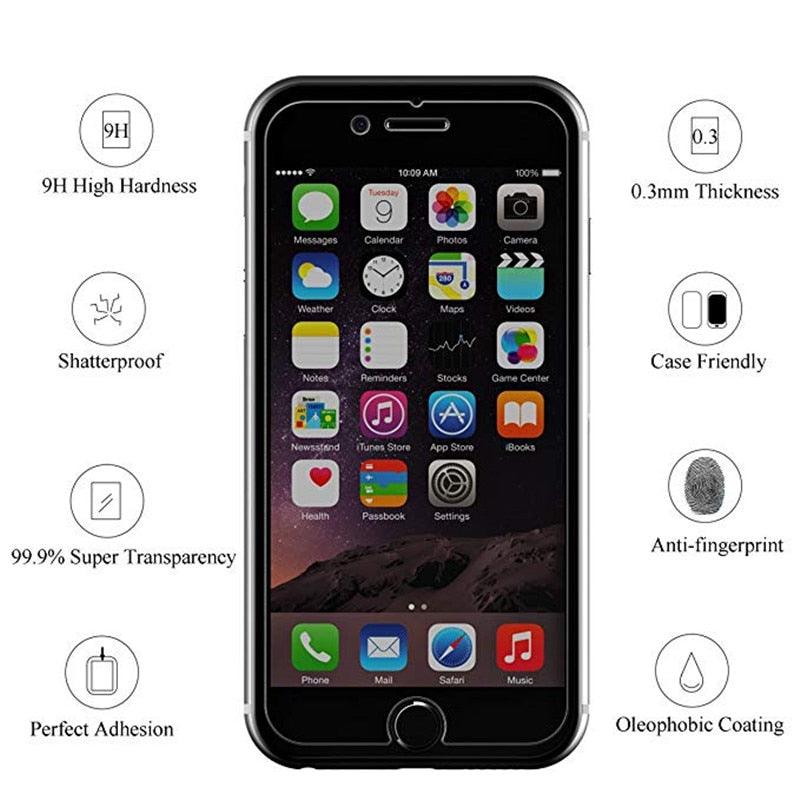 3PCS 9H Tempered Glass For iPhone 14 13 12 11Pro Max 7 8 Plus Screen Protector For iPhone XS Max XR 12mini Protective Glass Film Premium Tempered Glass Screen Protector for iPhone Stevvex