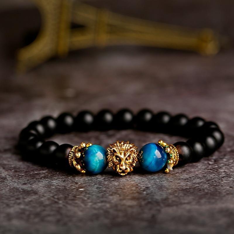 New Classic Crown Lion Elegant Bracelet Luxury For Men Fashion Tiger Eye Onyx Stone Handmade Beaded Charm Modern Bracelet For Women Jewelry - SJB-DIAMOND ELITES