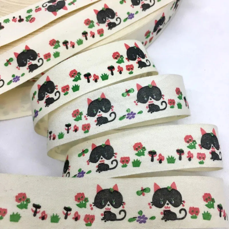 5Y 1.5cm/2.5cm Flowers Printed Cotton Floral Ribbon For Handmade DIY Craft Scrapbook Gift Packing Easter Wedding Christmas Deco Lootquake LLC