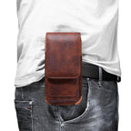 Universal Leather Case for iPhone Mens PU Leather Vertical Case with Belt Clip for iPhone Waist Pack Belt Clip Bag for 3.5-6.3" Mobile Phone Pouch Phone Cover Stevvex