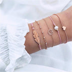 Fashion Bohemia Leaf Round Knot Cuff Bangle Gold Chain Charm Bracelet  for Women Simple Geometric Bracelets Luxury Jewelry - SJB-DIAMOND ELITES