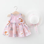 Modern Girl Summer New Baby Dress + Hat Baby Girl Outfits Dress for Princess Birthday Party Dress