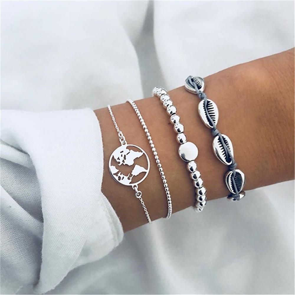 Fashion Bohemia Leaf Round Knot Cuff Bangle Gold Chain Charm Bracelet  for Women Simple Geometric Bracelets Luxury Jewelry - SJB-DIAMOND ELITES