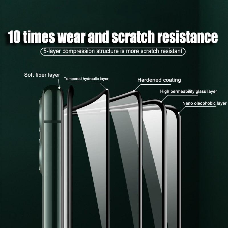 2000D Curved Edge Tempered Glass For iPhone SE 2020 6 6S 7 8 Plus Full Cover Glass on iPhone 11 Pro XS Max X XR Screen Protector Screen Protector No Side Bezel Easy Installation Frame 3X Stronger Screen Protector Stevvex