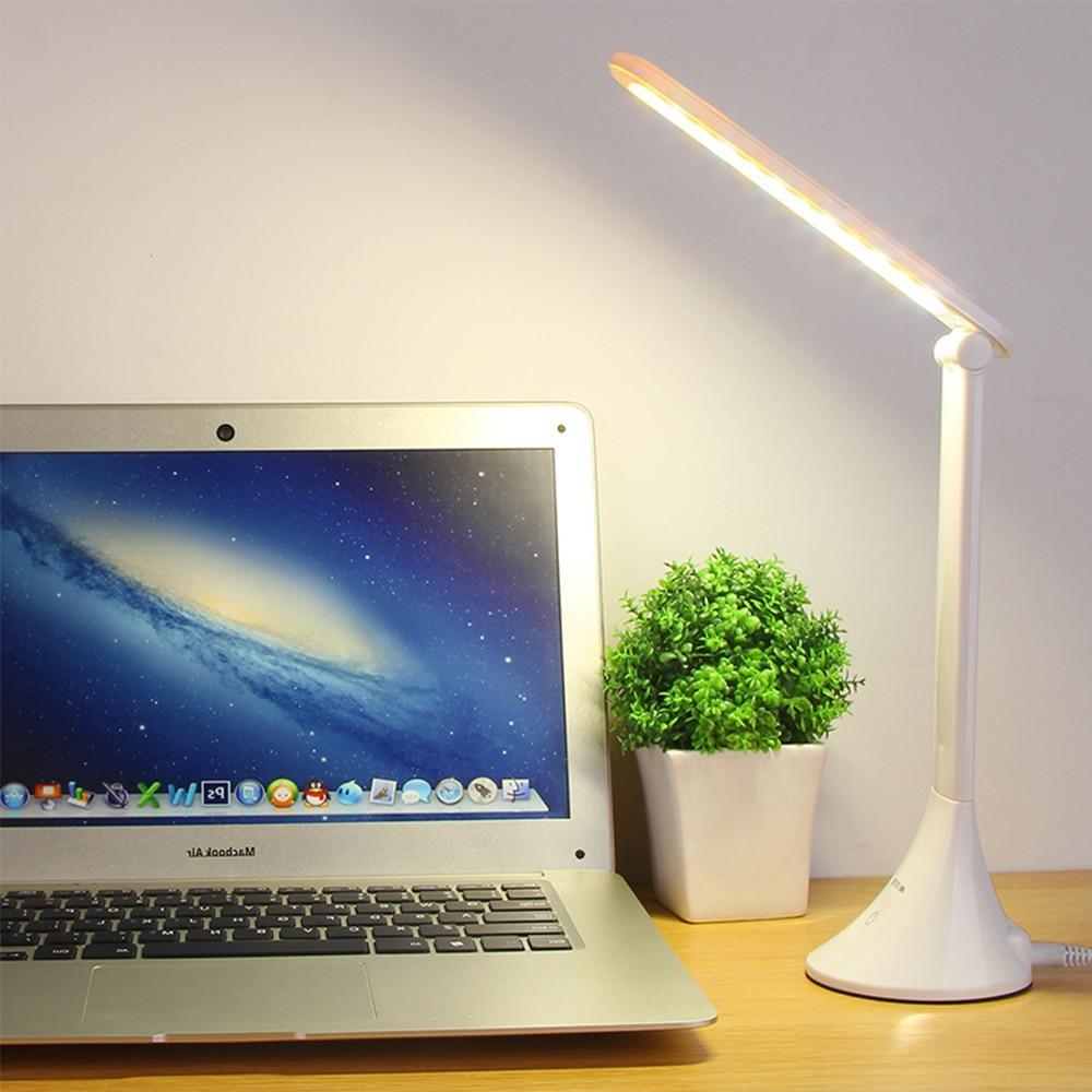STEVVEX LED Touch Table Lamp Foldable USB Powered Dimming Desk Lamp LED With Eye Protection Reading Light Student Working Desk Light Lamp (White) - SJB-DIAMOND ELITES