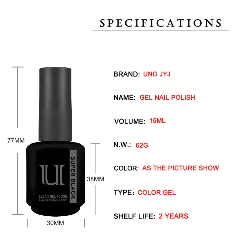 Super Black and White Semi-permanent Varnish 15ml Classic Gel Nail Polish Nails Art Basis Permanent Enamel Soak Off uv Gel lak Lootquake LLC