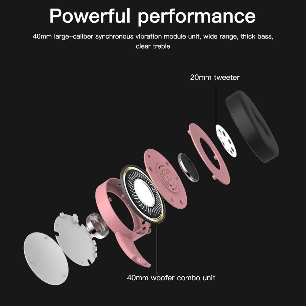 KIds Luxury Interesting Stevvex Portable Headset Wireless Bluetooth folding Headphones Headset Audio Adjustable Game Earphones With Microphone For PC phone (Pink) - SJB-DIAMOND ELITES