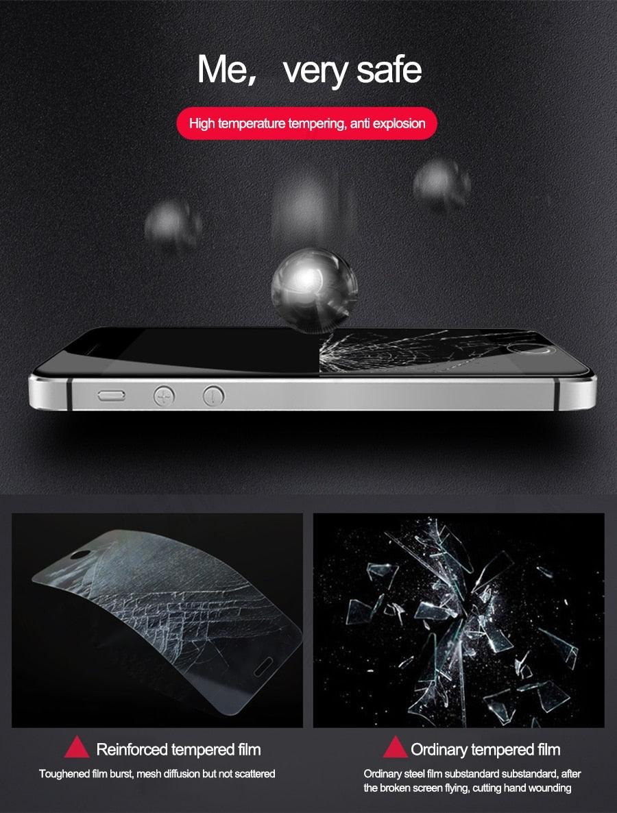 100D Transparent Tempered Glass For iPhone 7 8 6 6S Plus Glass Screen Protector On iPhone 5 5C 5S SE 2020 Glass Protective Film Tempered Glass Screen Protector Stevvex