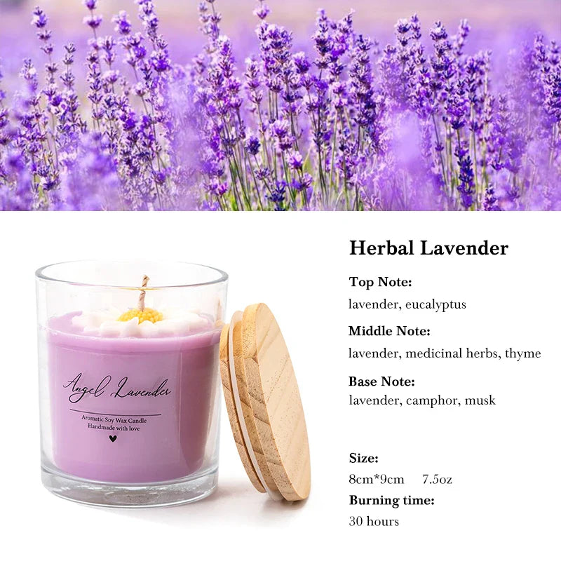AIKUN Long-Lasting Aromatherapy Soy Wax Daisy Glass Jar Scented Candle with Essential Oils for Home Decor Gift Set Lootquake LLC