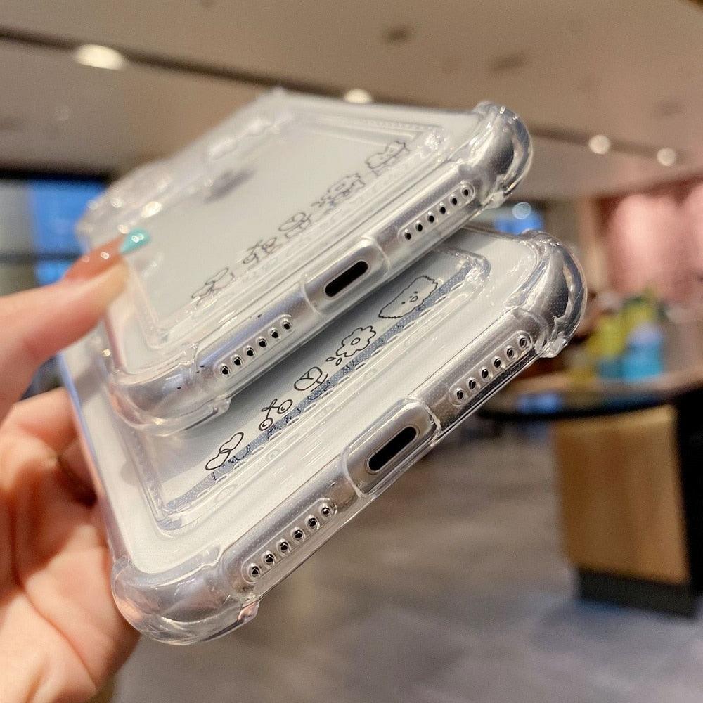 Charming Card Phone Case For iPhone 14 13 12 11 Pro Max 7 8 Plus X XR XS Max Transparent Wallet Soft Bumper Back Cover Funny Couple Transparent Soft iphone Cover Stevvex