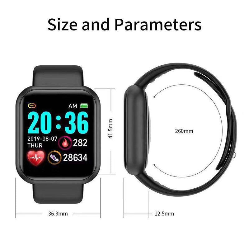 Elegant Popular Smart Watch For Women and Men D20 Pro Men Smartwatch for IOS and Android Sistems With Heart Rate Monitor Blood Pressure Sports Tracker Wristband - SJB-DIAMOND ELITES