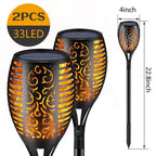 33/96 LED Solar Stainless Steel Torch Lamp For Yard Garden Pathway Doorway Courtyard - SJB-DIAMOND ELITES