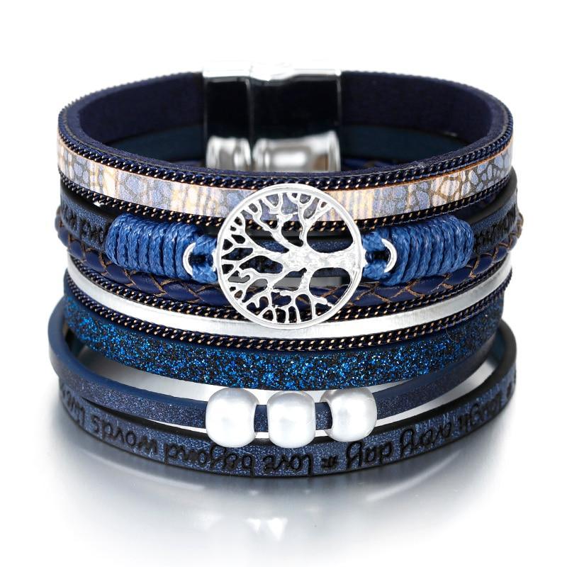 NEW2020 Handmade Luxury Fashion Modern Amazing Charm Pearl Life of tree Leather Bracelets For Women And Man - SJB-DIAMOND ELITES