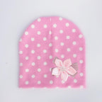 Modern Elegant Baby Girl Hat Cap With Bow and Dots Cotton Flower Beanie for Girls Butterfly Knot