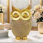 Modern Home Decor Sculpture Unique Sparkling Golden Owl Figurine Resin Statue for Office Living Room Desktop Ornaments Lootquake LLC