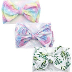 Handmade Luxury 3PCS Baby Accessories Turban Baby Girl Headbands Printed Big Bows Fabric Bow Infant Headwraps bow For Kids