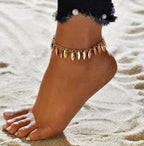 Gold Metal Shell Coconut Tree Female Anklets Barefoot Sandals Foot Summer Double Layers  Foot  Bracelets Leg Jewelry - SJB-DIAMOND ELITES