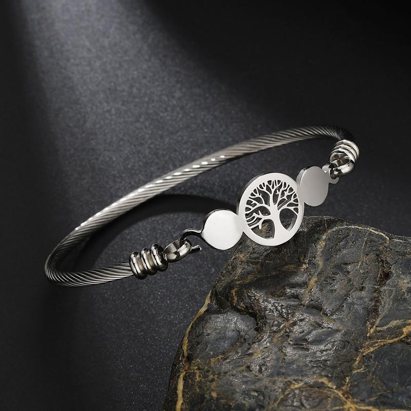 New Modern Luxury Charm Elegant Hollow Tree Of Life Bracelets Amazing Stainless Steel Gold Cuff Bangles For Women - SJB-DIAMOND ELITES