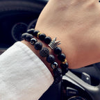 Modern New Fashion Crown And Lion Charm Elegant Bracelet For Men Classic Matte And Lava Stone Set Luxury Bracelet For Men Pave CZ Jewelry Gift - SJB-DIAMOND ELITES