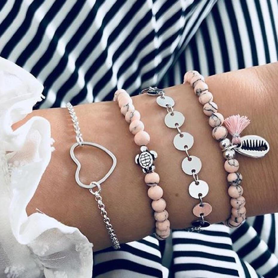 Boho Rose Map Bracelets & Bangles for Women Bohemian Round  Charm Bracelet Set Fashion Multilayer Accessories Luxury Jewelry - SJB-DIAMOND ELITES