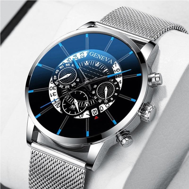 Men's Watch Stainless Steel Calendar Quartz Wristwatch Men Sports Watch Clock Geneva Clock hours For Mens and Boys - SJB-DIAMOND ELITES