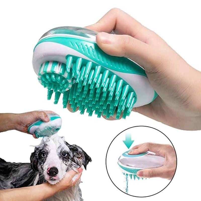 Pet Dog Cat Bath Brush 2-in-1 Pet  Massage Comb Soft Silicone Pet Shower Hair Grooming Comb Dog Cleaning Tool Pet Supplies Pet Brush Bath Massage Brush Shampoo Dispenser for Pet Stevvex