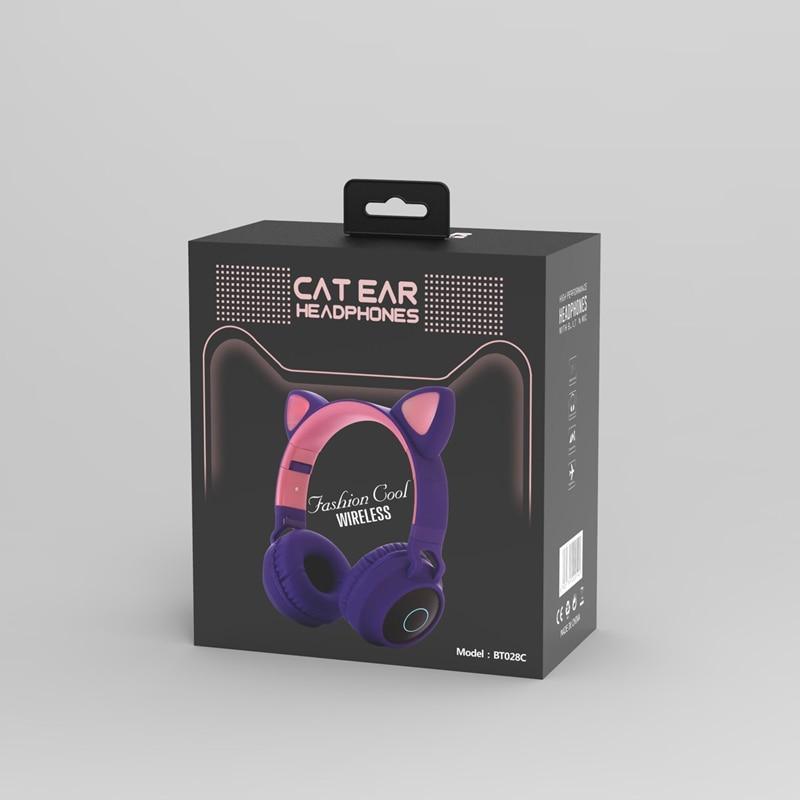 STEVVEX New Luxury Interesting LED Cat Ear Noise Cancelling Headphones Bluetooth 5.0  For Young People and  Kids Headset Support TF Card 3.5mm Plug With Mic - SJB-DIAMOND ELITES