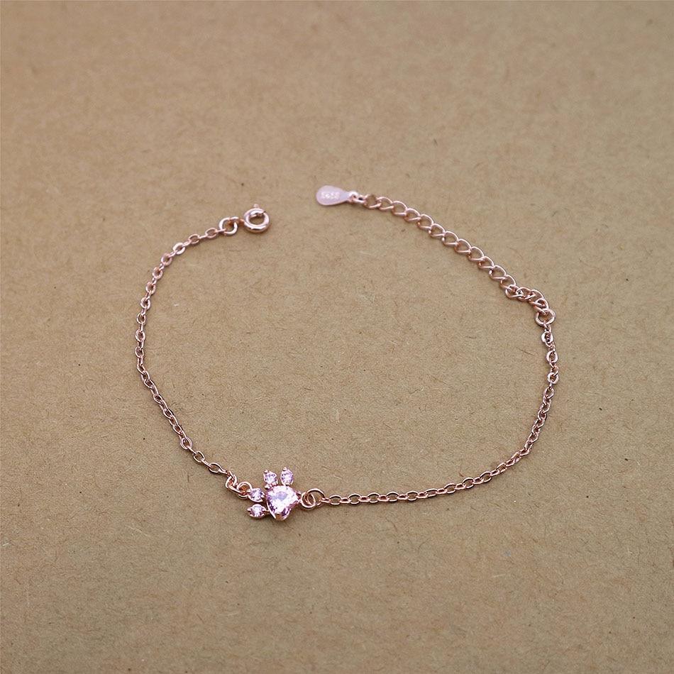 Elegant Wedding Jewelry Modern Dog Cat Paw Bear Claw Pink Heart AAA Cubic Zircon Rose Gold Chain Link Luxury Bracelets For Women Party Jewelry Gift - SJB-DIAMOND ELITES