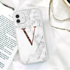 White A-Z Marble Texture Phone Cover For Iphone 12 Mini Soft Silicone Back Case Solid Name Phone Case Luxury Screen Camera Protection Shockproof Soft Cover Stevvex