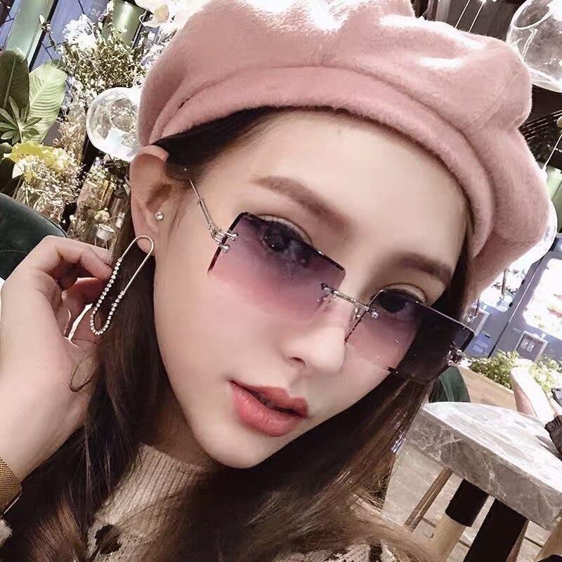 Fashion Rimless  Women Trendy Small Rectangle Sunglasses With High Quality metal frame And UV400 Protection - SJB-DIAMOND ELITES
