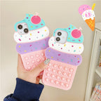 3D Delicious Cherry Ice Cream Silicone Phone Case For iphone 13 12 11 Pro Max Xs Xr 7 8 Plus X Se finger bubble game soft cover 3D Cartoon Cupcake Shape Soft Silicone Full Protection Shockproof Case Stevvex