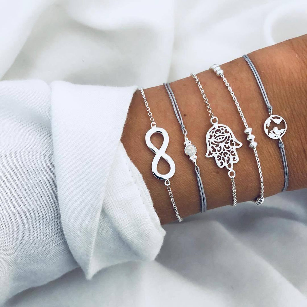 Boho Rose Map Bracelets & Bangles for Women Bohemian Round  Charm Bracelet Set Fashion Multilayer Accessories Luxury Jewelry - SJB-DIAMOND ELITES