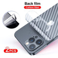 2Pcs Carbon Fiber Matte Back Film For iPhone 14 13 12 Mini 11 Pro XR X XS Max 7 8 Plus SE3 Transparent Scratch Resistant Sticker Slim Fit Clear Transparent 3D Carbon Fiber Back Skin Rear Screen Guard Protector Sticker Stevvex