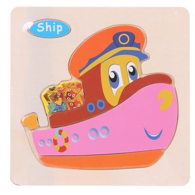 Baby Toys Wooden 3D Puzzle Cartoon Animal Intelligence Kids Educational Brain Teaser Children Tangram Shapes Learning - SJB-DIAMOND ELITES