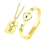Fashion Concentric Lock Key Titanium Steel Stainless Steel Luxury Jewelry Bracelet and Necklace Couple Sets For Women - SJB-DIAMOND ELITES