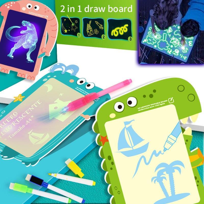 Educational Toy Drawing Board Tablet Graffiti 1pc A4 A3 Led Luminous Magic Raw With Light-fun - SJB-DIAMOND ELITES