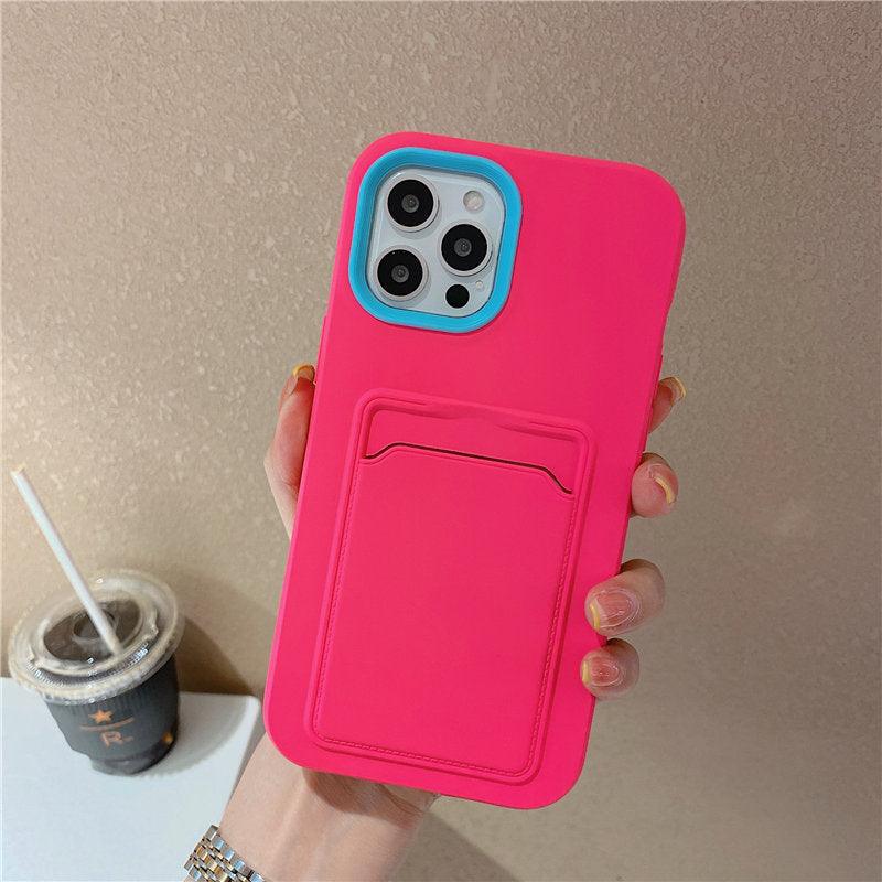 Modern Card Candy Color Phone Case For iPhone 12 11 13 Pro Max 12 13 Pro 11 Shockproof Bumper Soft Back Cover Colorful Silicone Phone Cover Stevvex