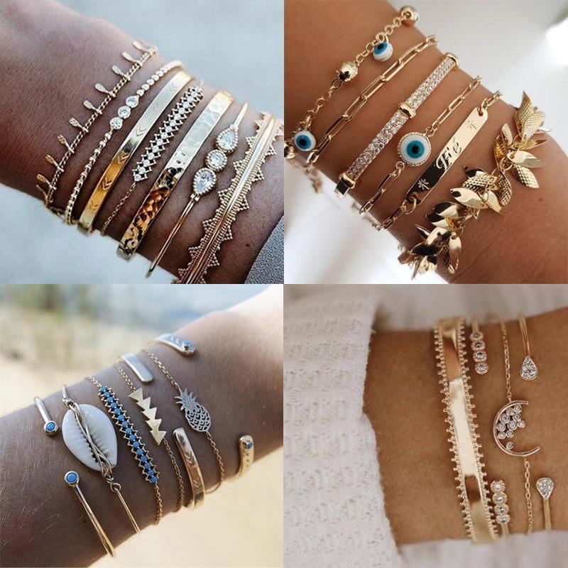 Bohemian Gold Tassel Bracelets For Women Summer Shell Clear Crystal Stone Luxury Jewelry - SJB-DIAMOND ELITES