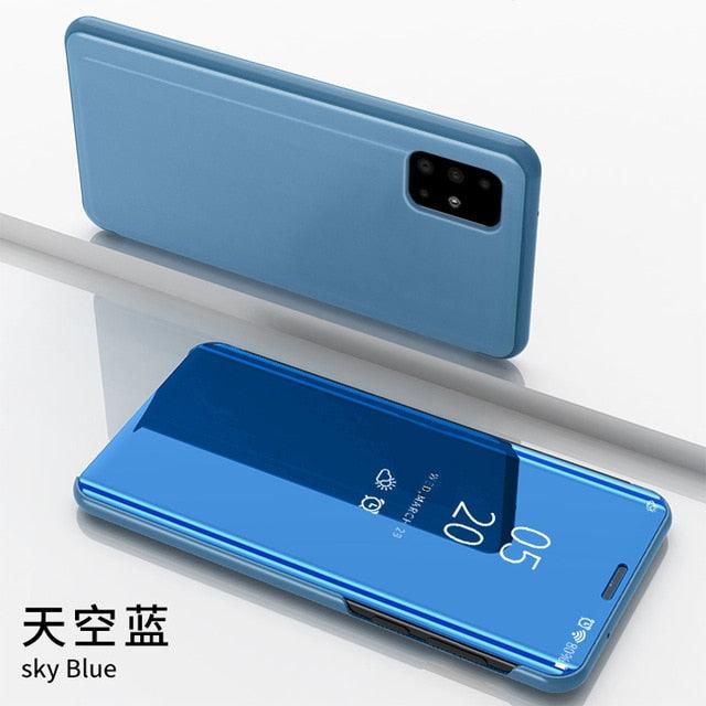 Smart Flip Phone Case For iPhone X XR XS 5 5S SE 7 8 6 6S Plus 11 12 13 Mini Pro Max 2020 Mirror Window Standing Holder Cover  Mirror Screen Smart Plating Case 360 Full Body Ultra Thin Intelligent Protective Case Stevvex